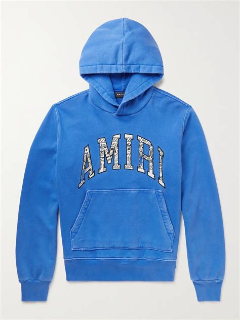 Logo cotton jersey hoodie in blue 